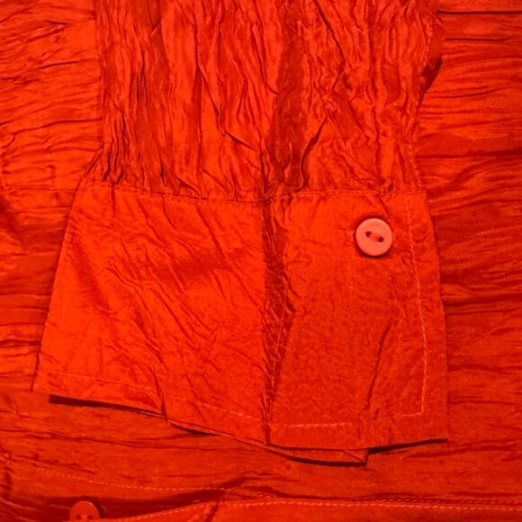 Lynn Ritchie Silk Crinkle Button-Up Blouse Paprika Size 1X NWT Holidays - Picture 4 of 7
